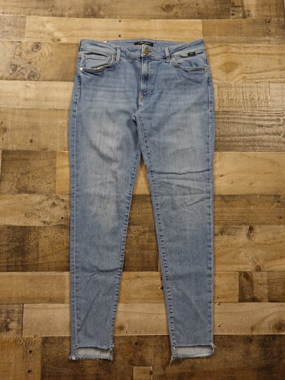 Mavi‎ Adriana Skinny Jeans Women’s 32x32 Light Wash Raw Hem Stretch Denim